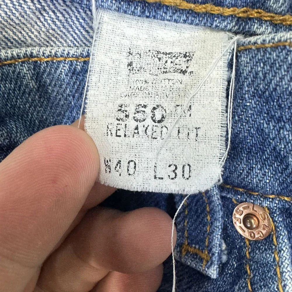 Levi's Jeans Mens 40x30 550 Relaxed Fit Blue Orange Tab Tapered Leg EUC